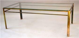 Table basse à plateau rectangulaire en verre - Jacques Quinet