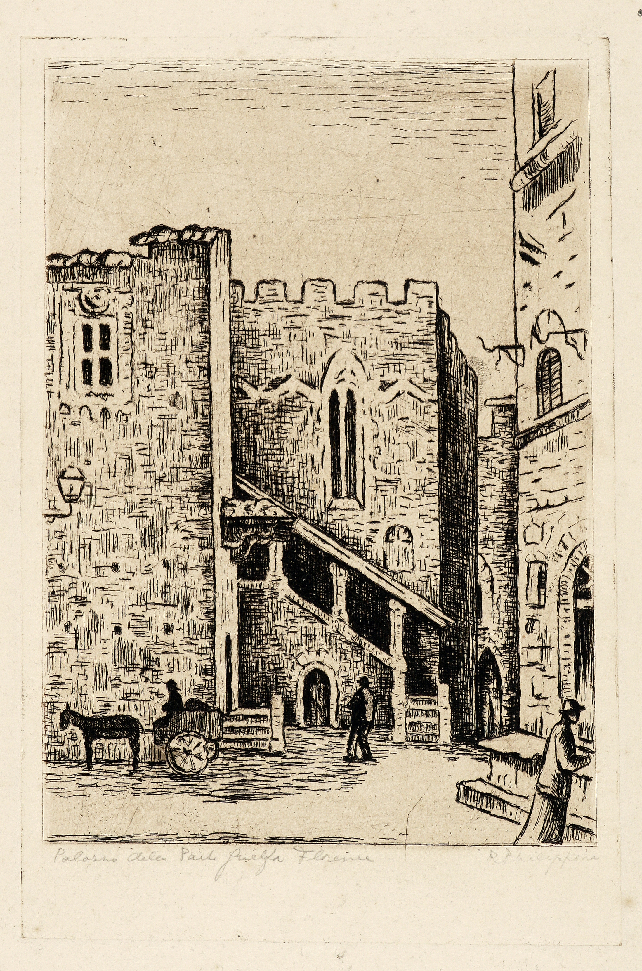 Artwork by Regina Philippona Disertori, PER LE VIE DI FIRENZE, Made of etchings and woodcut