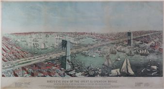 Major's Bird's Eye View of the Great Suspension Bridge - A. Major