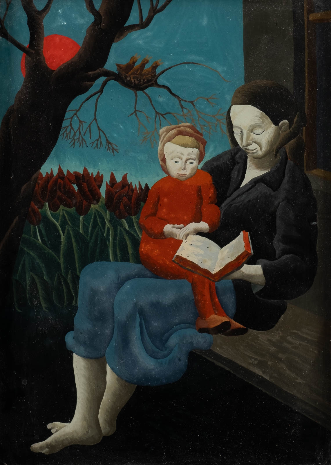 Artwork by Jan Skoczylas, FAMILY IDYLL, Made of Painting on reverse glass