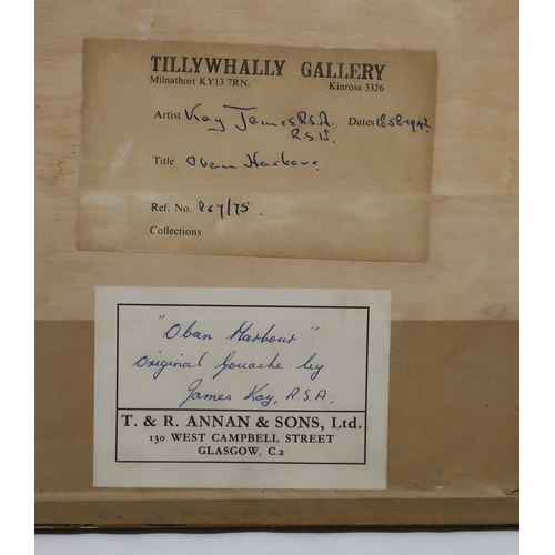 Artwork by James Kay, Oban Harbour, Made of Gouache on paper