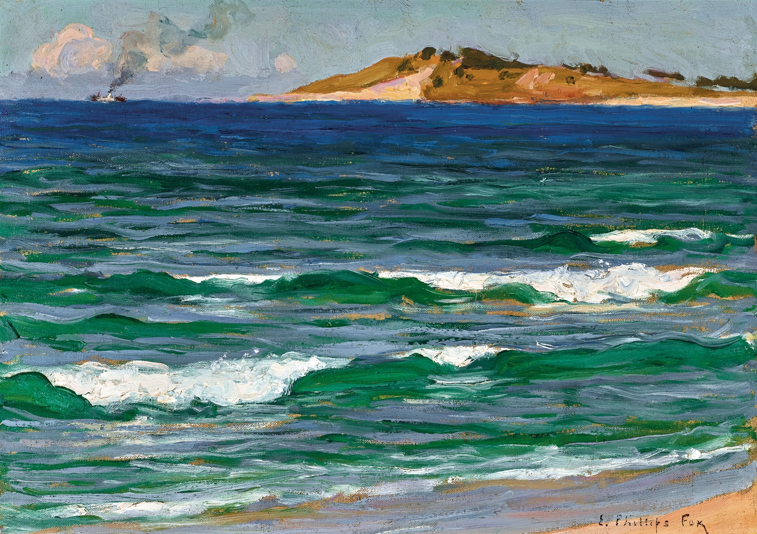 Artwork by E. Phillips Fox, Sea at Narrabeen, Made of oil on canvas