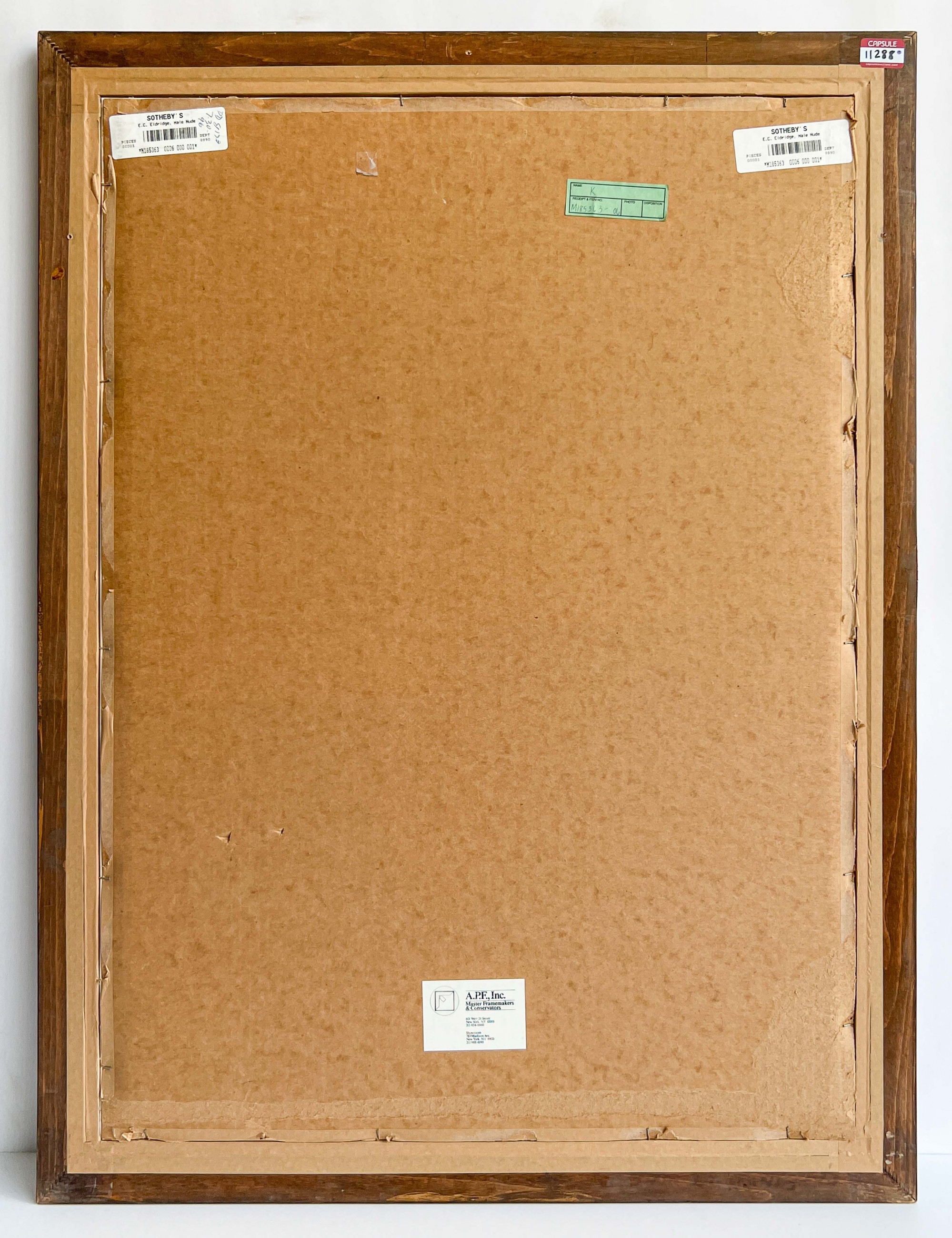 Artwork by Edwin C. Eldridge, Male Nude, Made of charcoal on paper