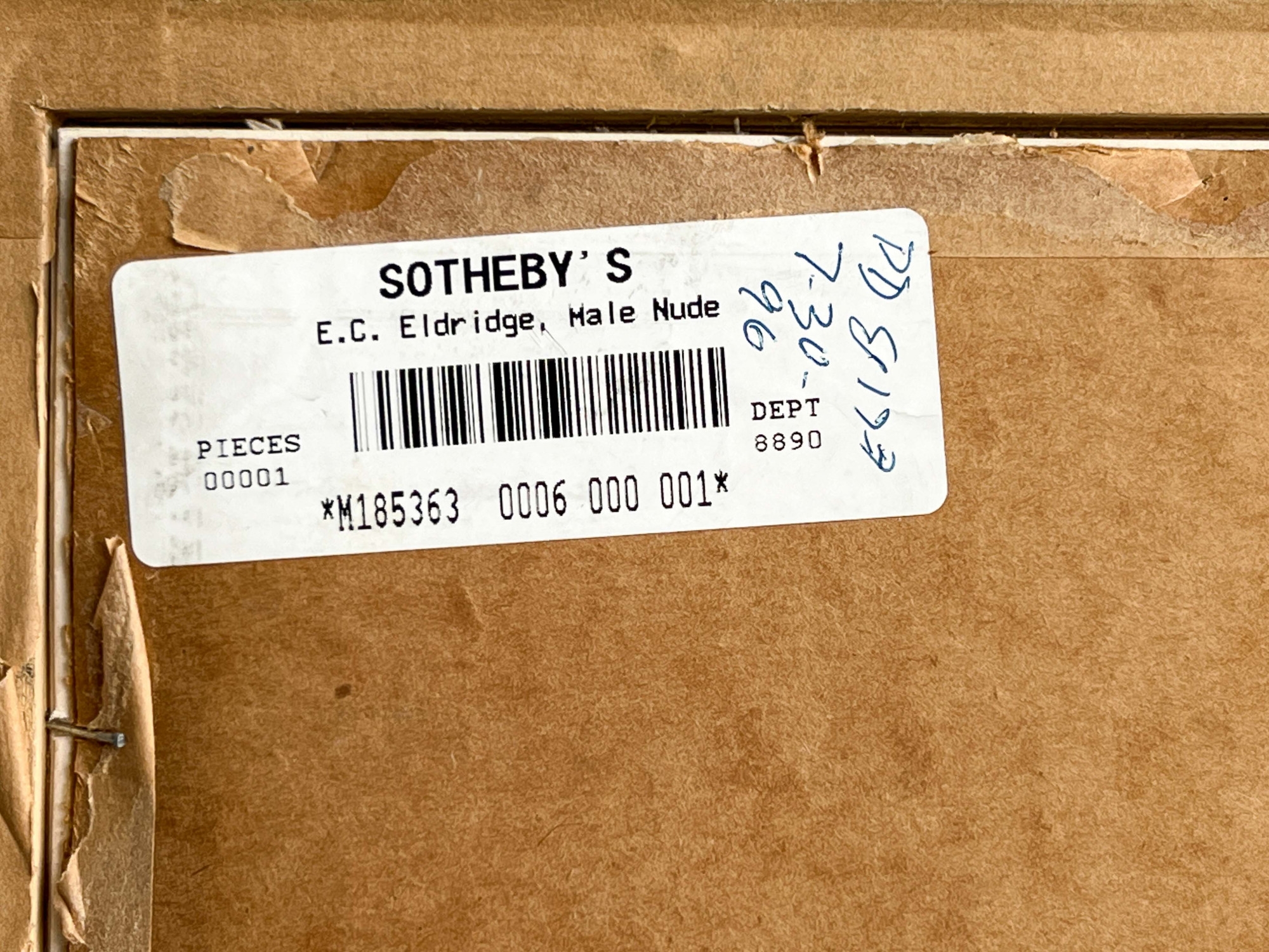 Artwork by Edwin C. Eldridge, Male Nude, Made of charcoal on paper