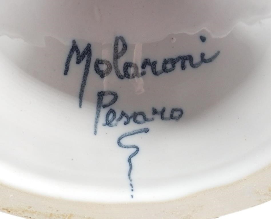 Artwork by Molaroni Pesaro, Italian Majolica Vase with snake handles