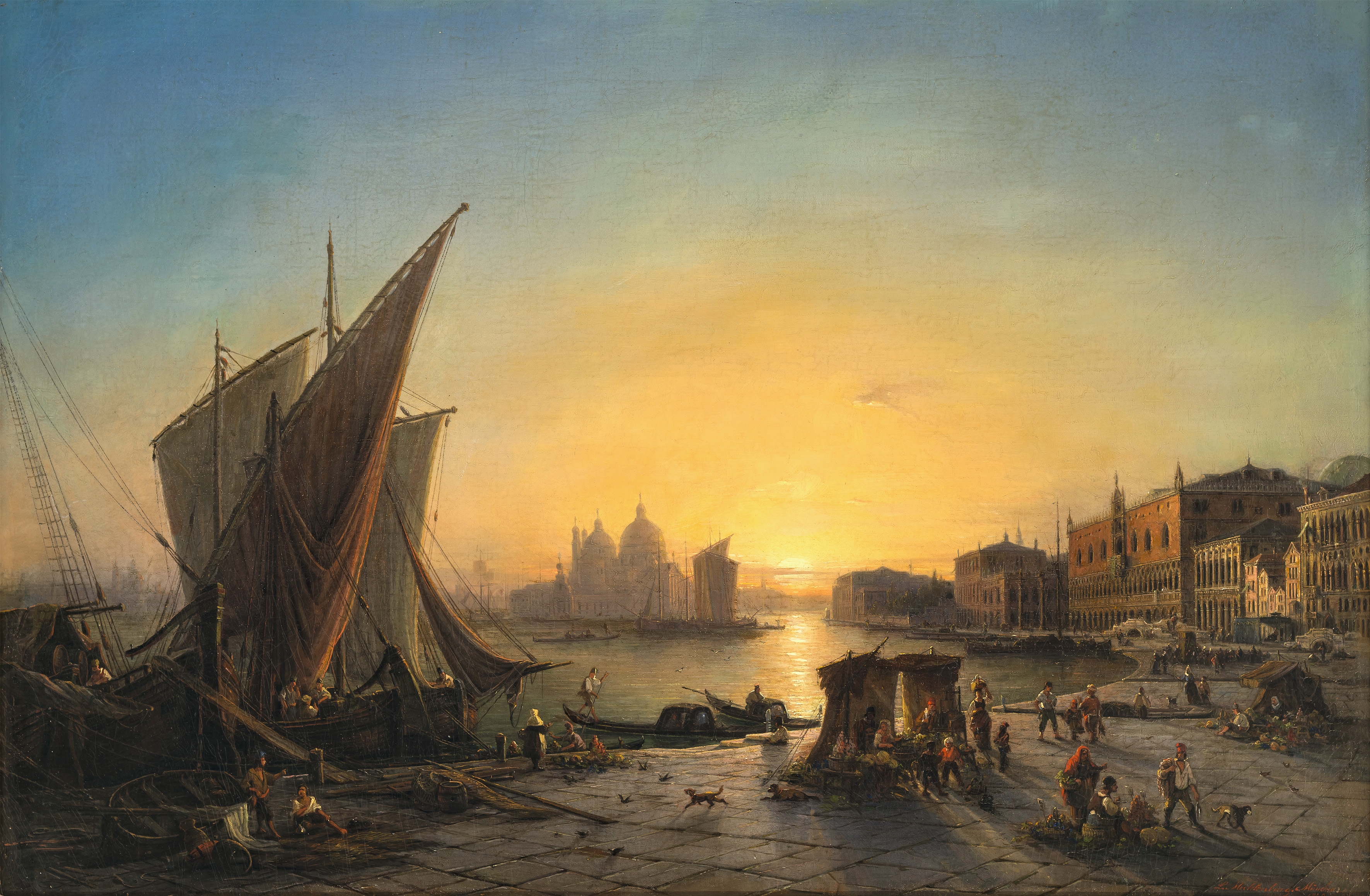 Artwork by Ludwig Mecklenburg, Venice - View of Santa Maria della Salute in the evening light, Made of Oil on canvas