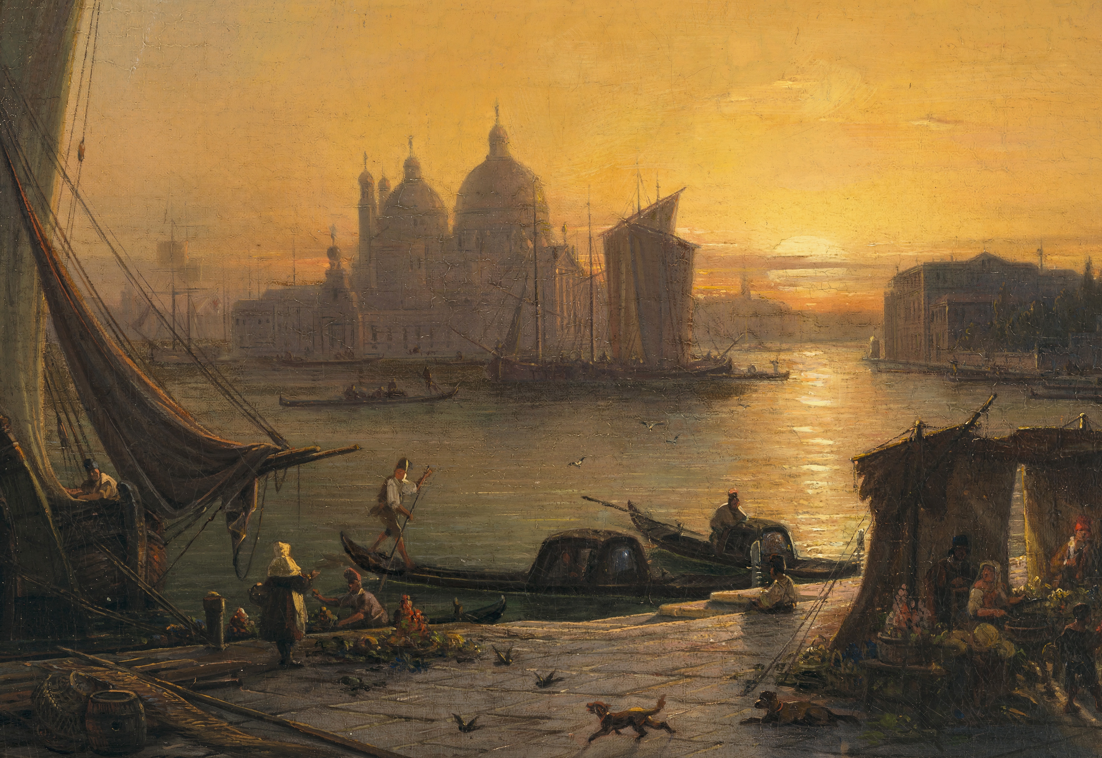 Artwork by Ludwig Mecklenburg, Venice - View of Santa Maria della Salute in the evening light, Made of Oil on canvas
