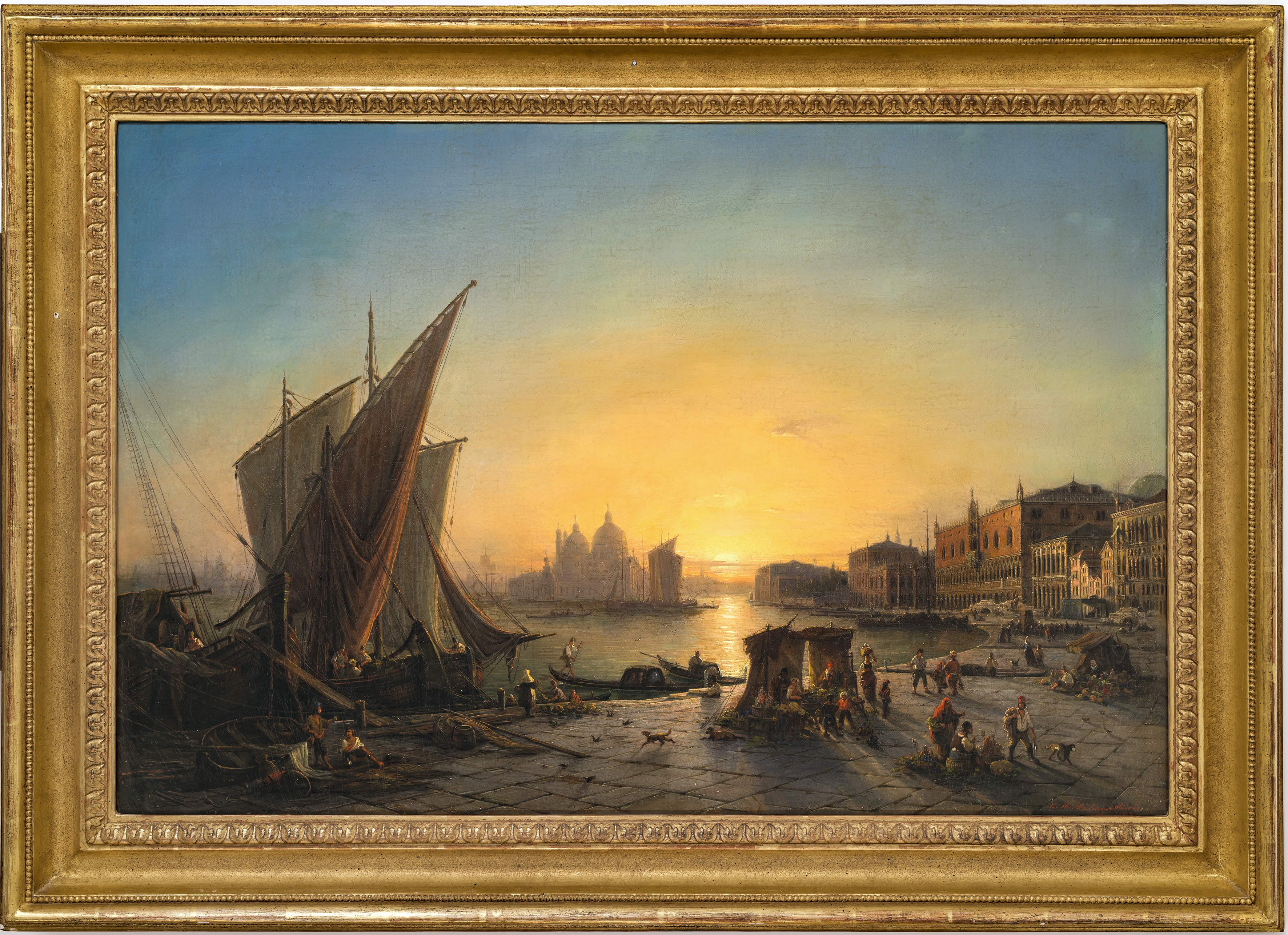 Artwork by Ludwig Mecklenburg, Venice - View of Santa Maria della Salute in the evening light, Made of Oil on canvas