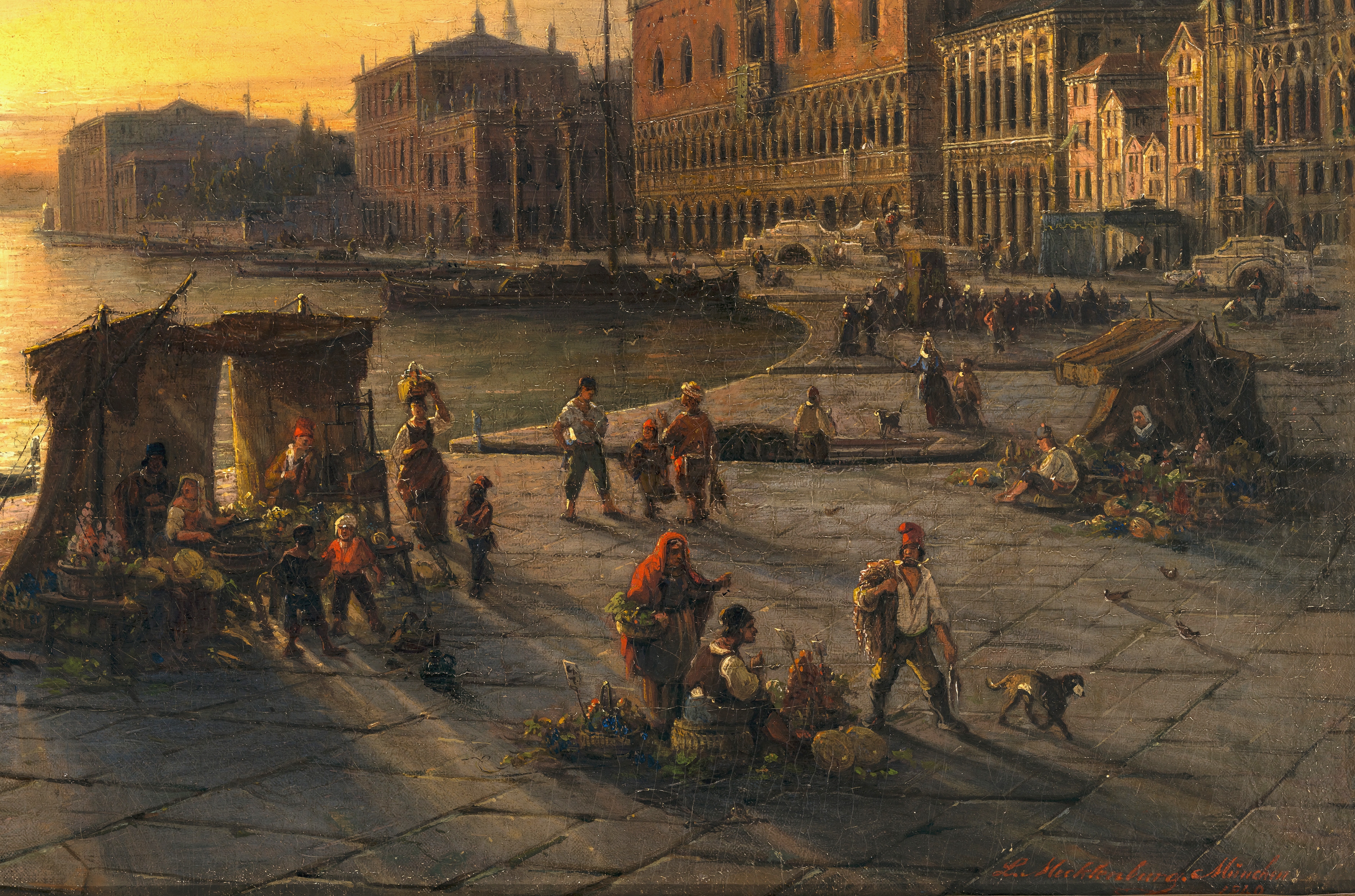 Artwork by Ludwig Mecklenburg, Venice - View of Santa Maria della Salute in the evening light, Made of Oil on canvas