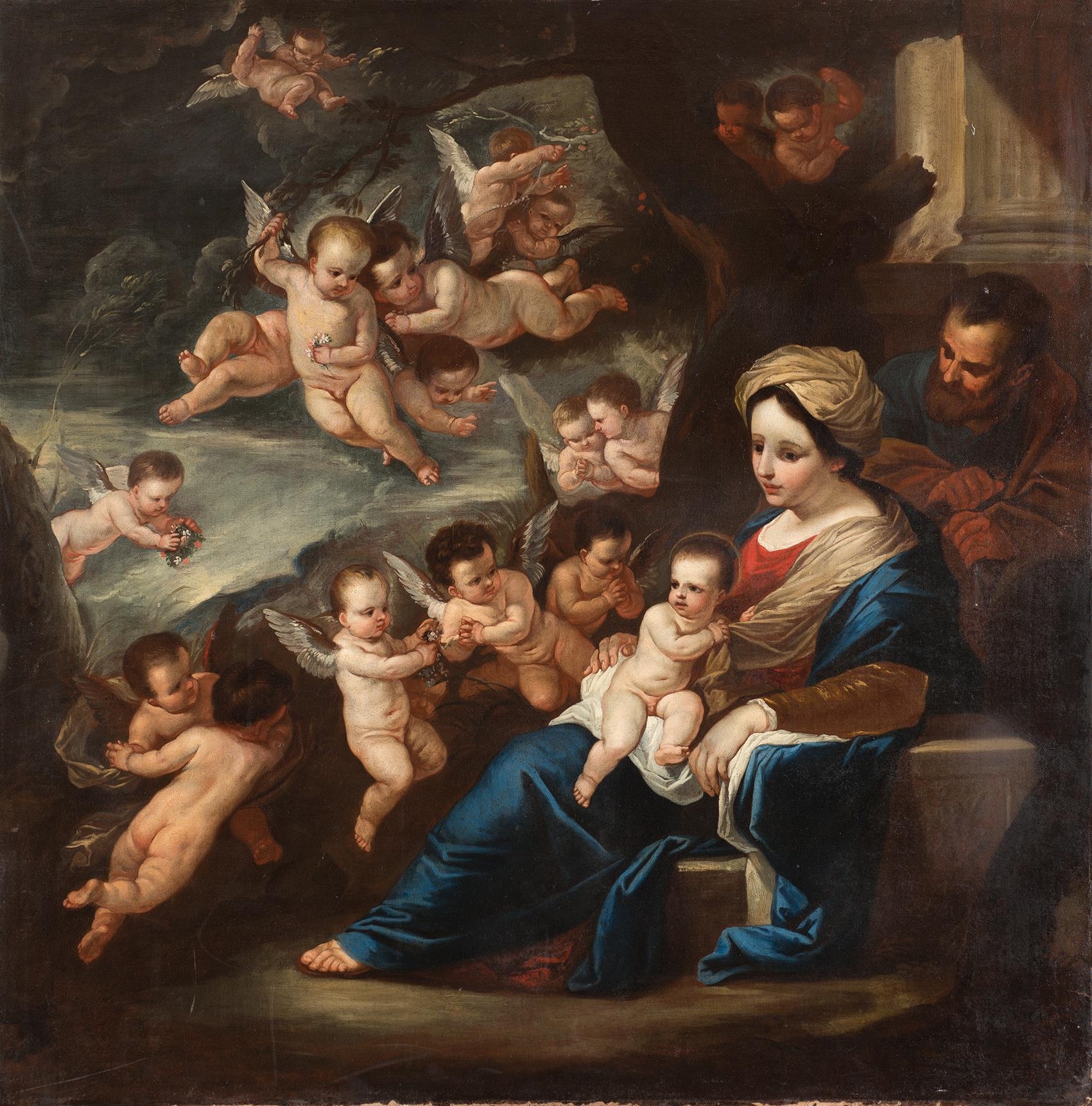 Sacra famiglia confortata dagli Angeli by Luca Giordano