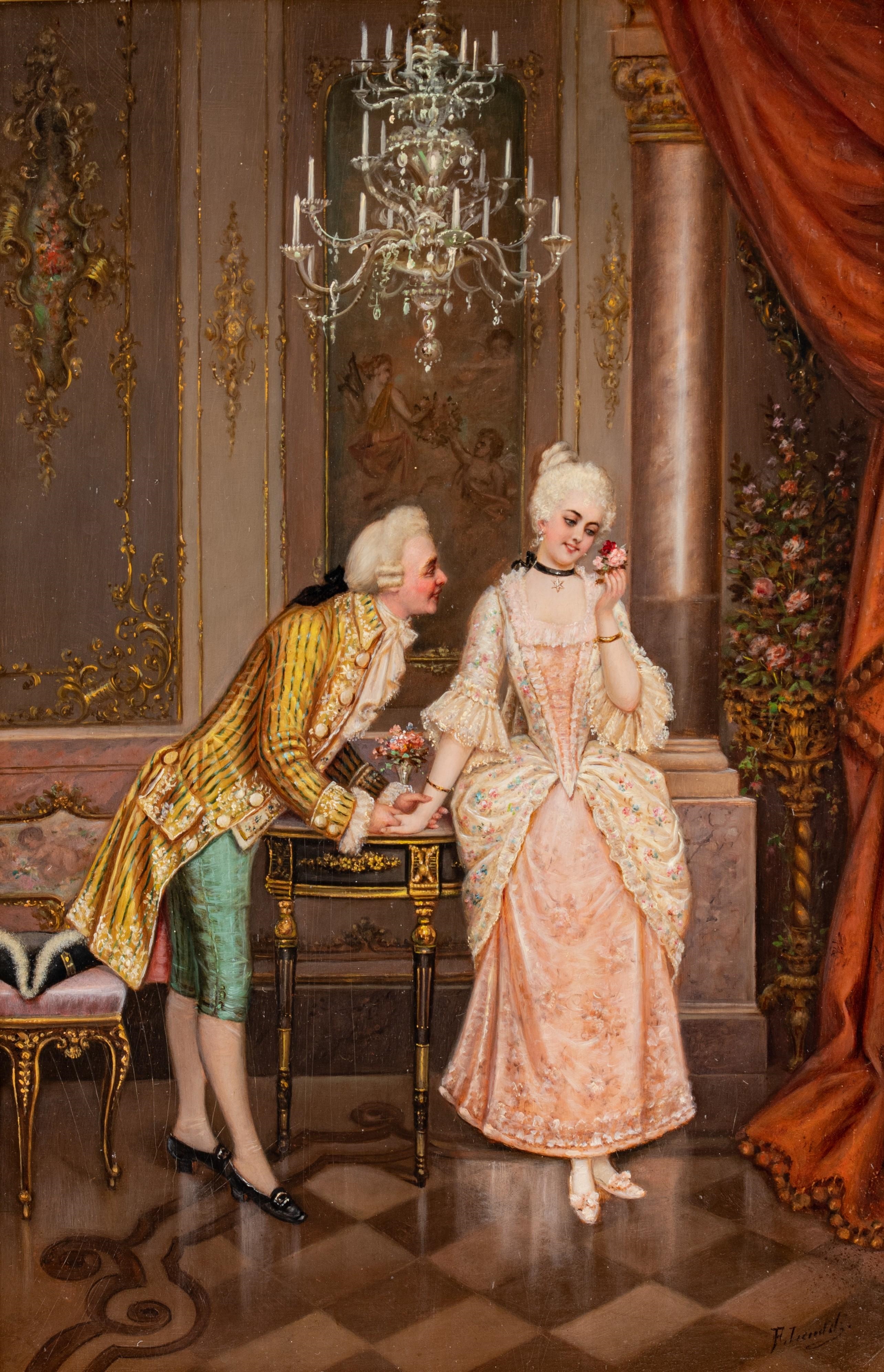 Artwork by Frederic Lenditz, A Romance In A Rococo Setting, Made of oil on panel