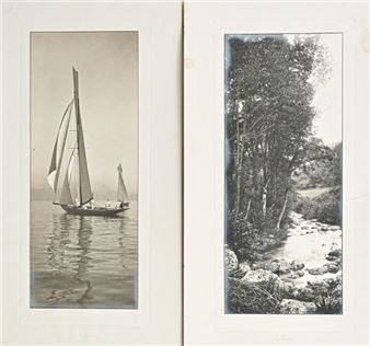 Voilier sur un lac et Ruisseau en campagne - Adolphe Lezer