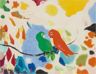 Birds among flowers - Soshichi Takama