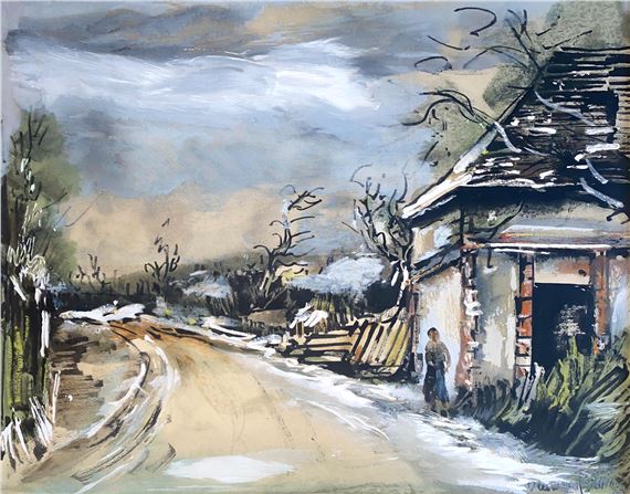 ROUTE DU HAMEAU AVEC PERSONNAGE by Maurice de Vlaminck
