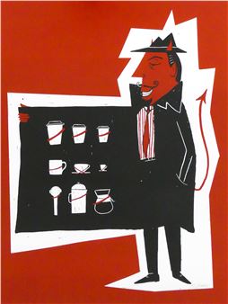 Zack Bolotin 'Coffee Salesman (Devil)' Serigraph - Zack Bolotin