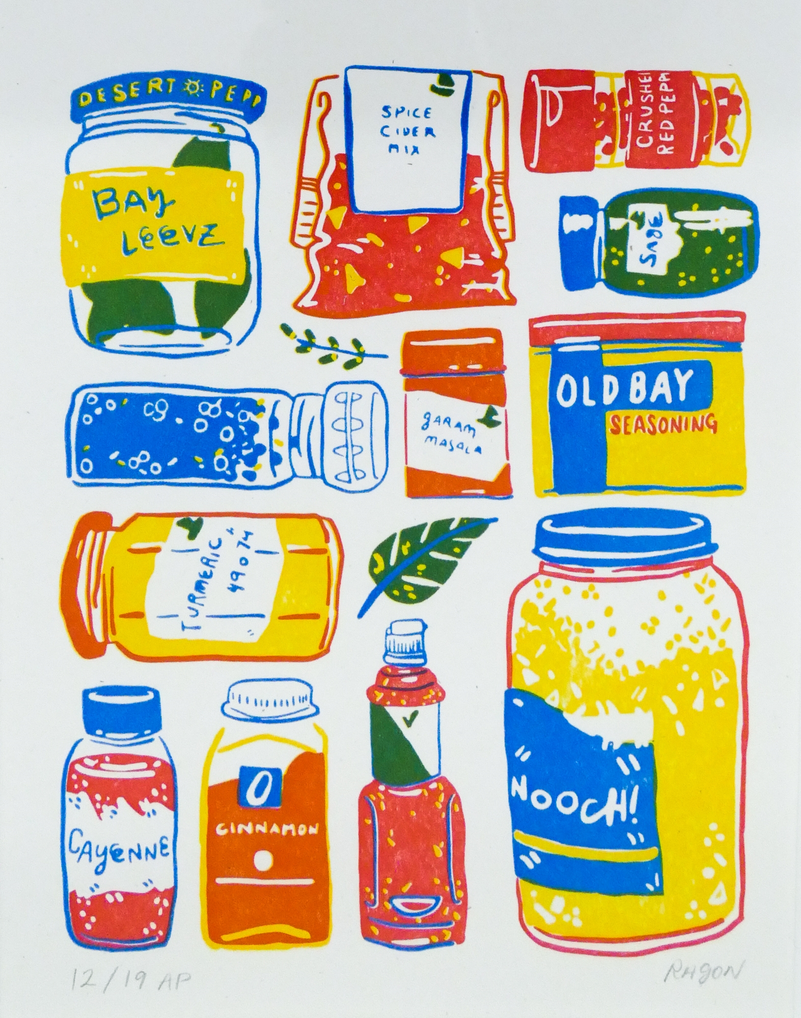 Artwork by Ragon Dickard, Ragon Dickard 'Spices' Letterpress Print, Made of Print