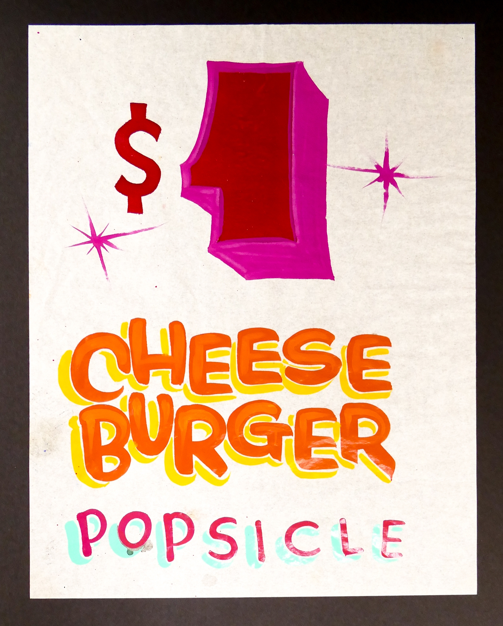 Artwork by Kevin Drake, Kevin Drake '$1 Cheese Burger Popsicle' Painting, Made of Paint on Paper