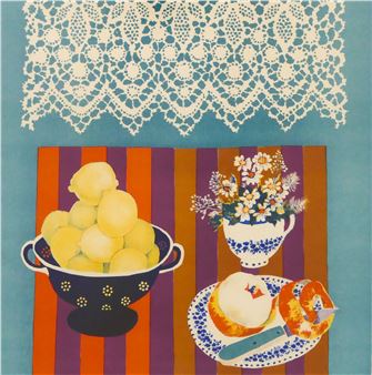 Brenda Noble Still Life with Lemons Lithograph - Brenda Noble