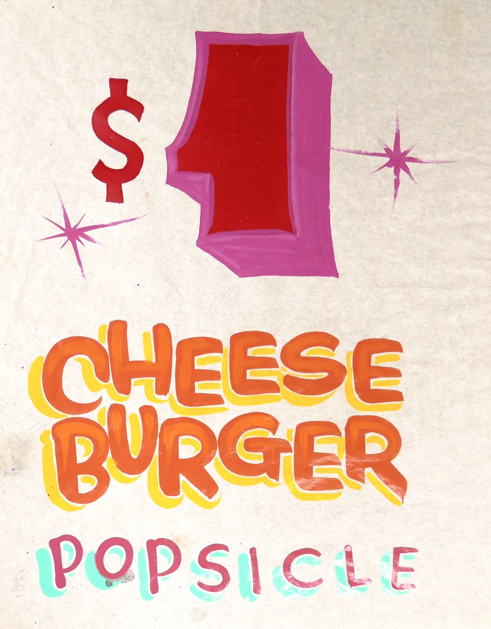 Artwork by Kevin Drake, Kevin Drake '$1 Cheese Burger Popsicle' Painting, Made of Paint on Paper