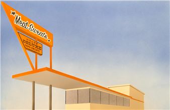 Kelsey Helland 'Meat Sweats Ruscha on Broadway (Dick's)' Airbrush Painting - Kelsey Helland