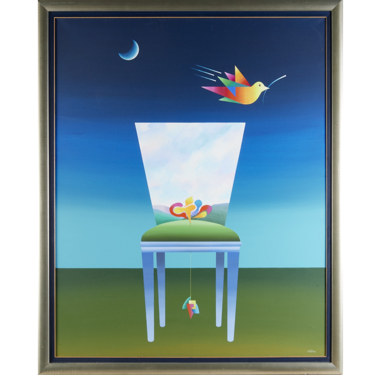 Artwork by Braz Dias, Surrealist Bird and Chair, Made of oil on canvas