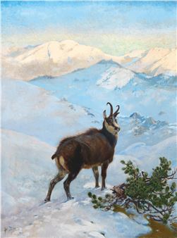 A Chamois in the Mountains - Albert Singer
