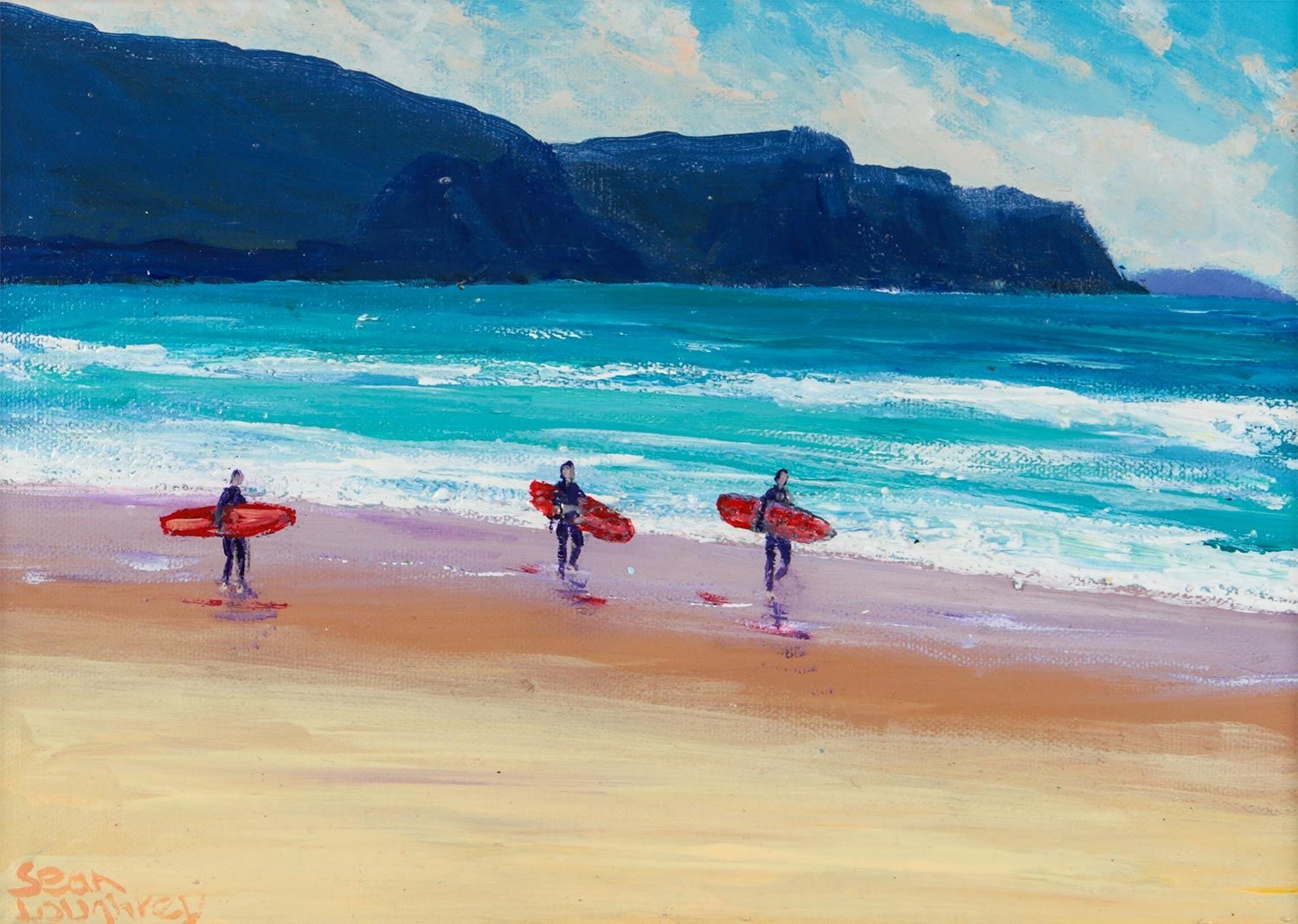 SURFERS ON KEEL STRAND, ACHILL ISLAND by Sean Loughrey
