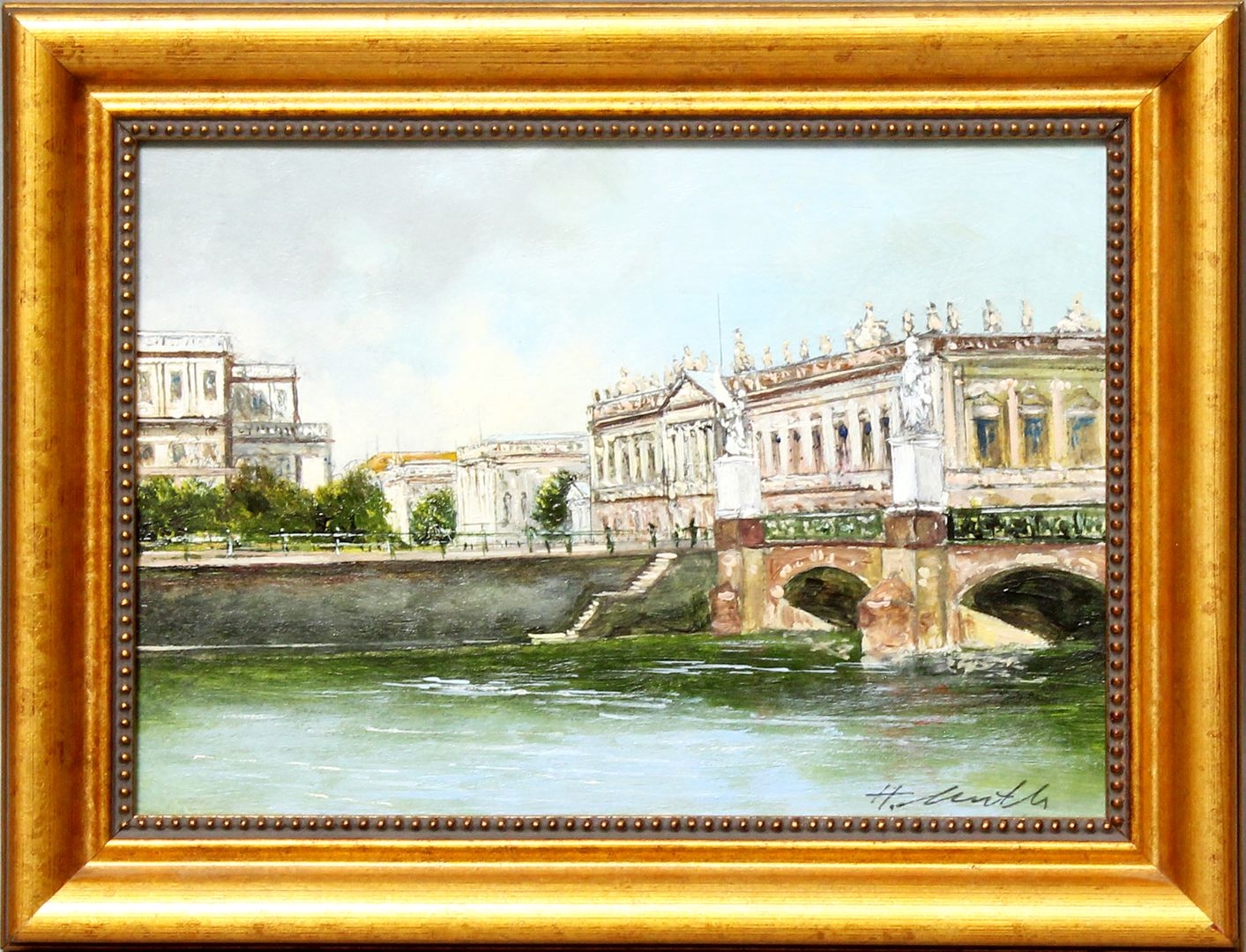 Artwork by Muth Hermann, Die Schlossbrücke in Berlin, Made of oil/ wood