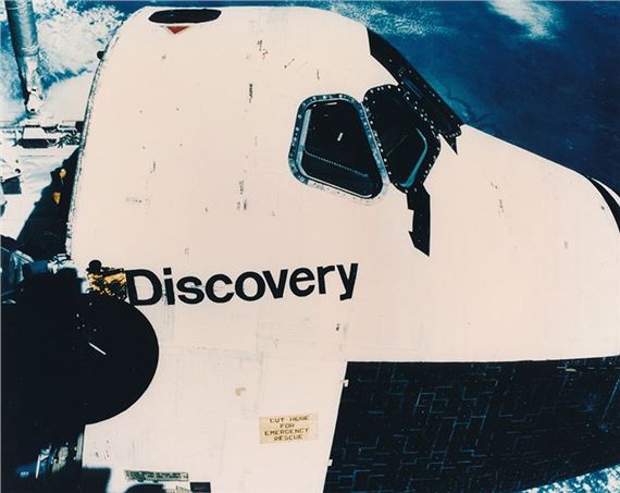 hard working biography eleven NASA | Superb and rare image of the space shuttle DISCOVERY taken from an  IMAX camera mounted on the SPAS satellite | MutualArt