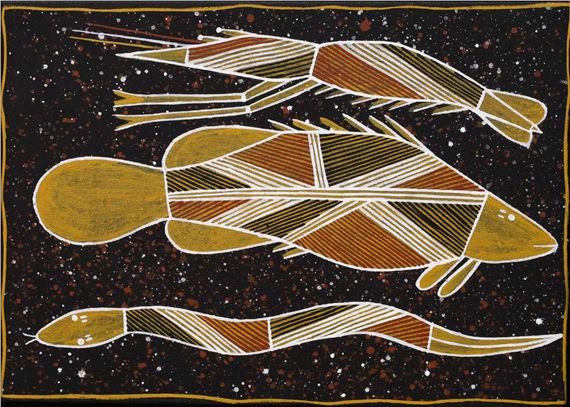 Warrick Kelly | Barramundi, File Snake, Prawn (2019) | MutualArt