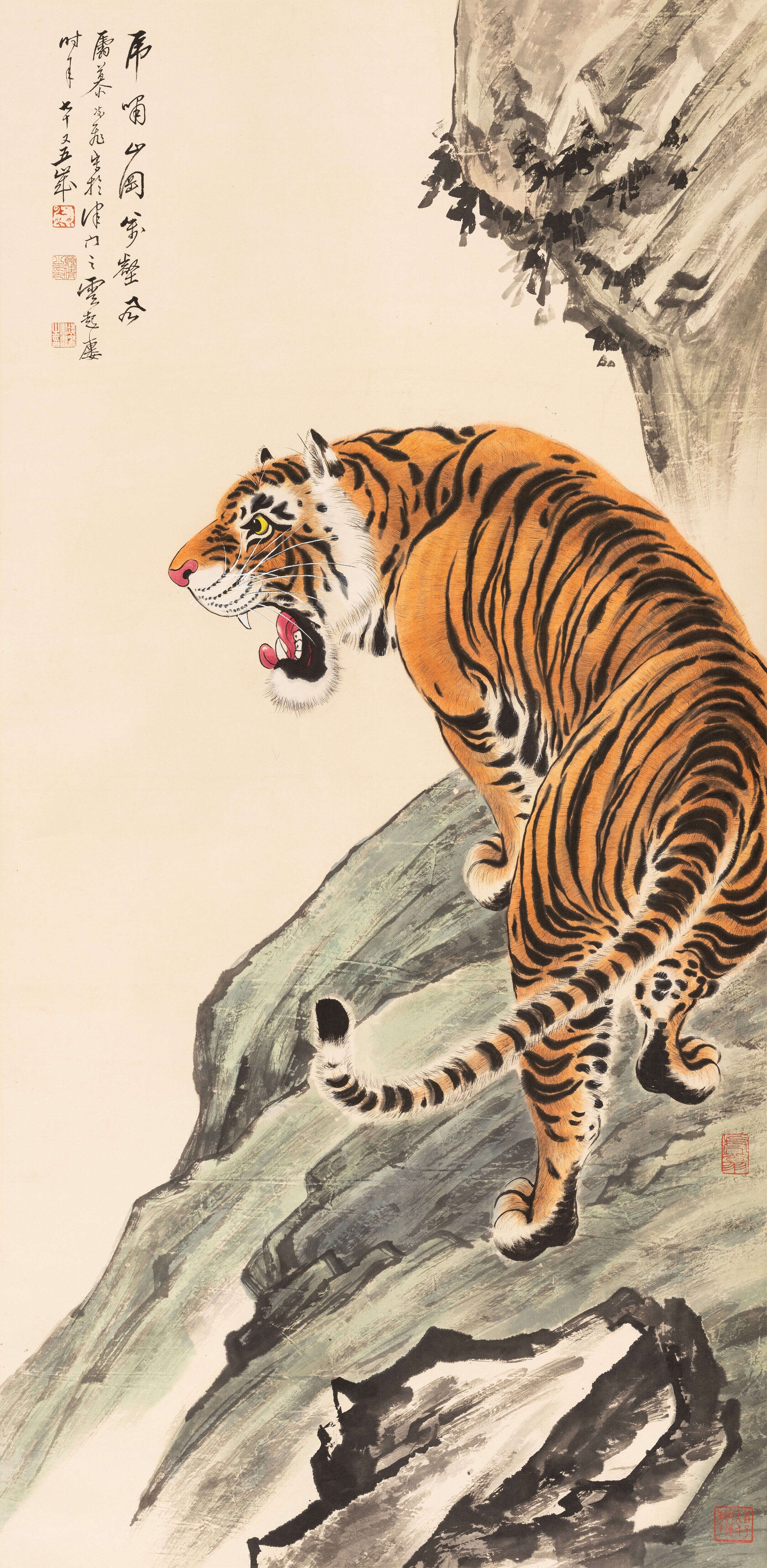 Artwork by Mu Ling Fei, Tiger Roaring Hill, Made of paper
