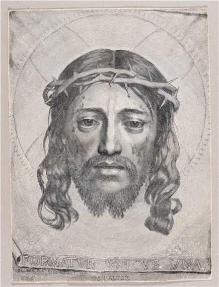 Face of Christ on St Veronica's cloth by Claude Mellan, 1649