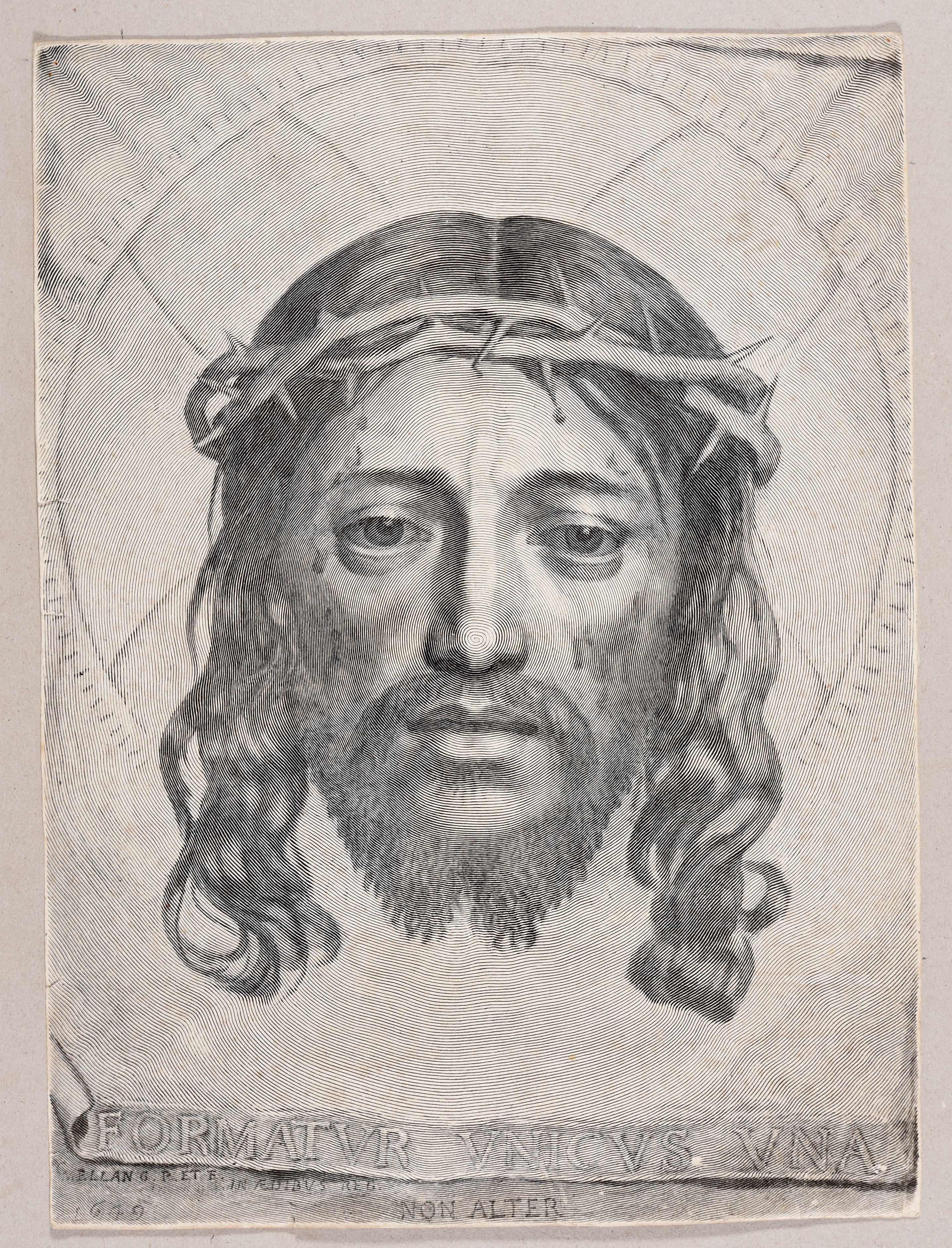 Artwork by Claude Mellan, Face of Christ on St Veronica's cloth, Made of Engraving