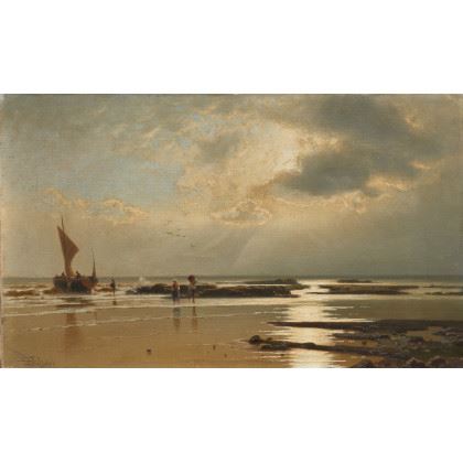 Marina con pescatori by Luigi Steffani