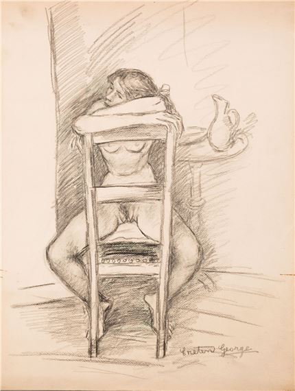 Seated young woman by Georges Creten