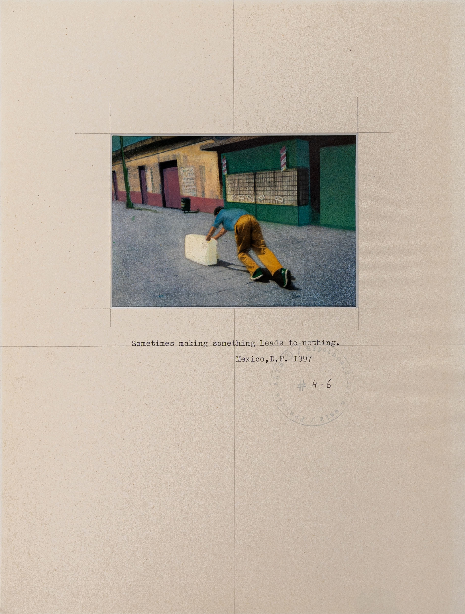 Artwork by Francis Alÿs, Untitled (study for Sometimes making something leads to nothing), Made of Retouched photograph on Chromalin