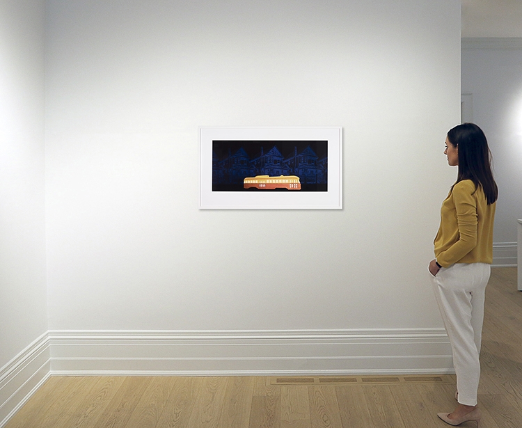 Artwork by Charles Pachter, Night Ride, Made of colour silkscreen on paper