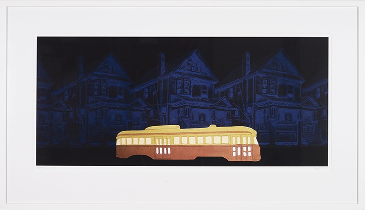 Artwork by Charles Pachter, Night Ride, Made of colour silkscreen on paper