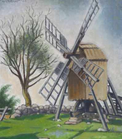 Ainava ar vējdzirnavām by Niklavs Strunke, 1960