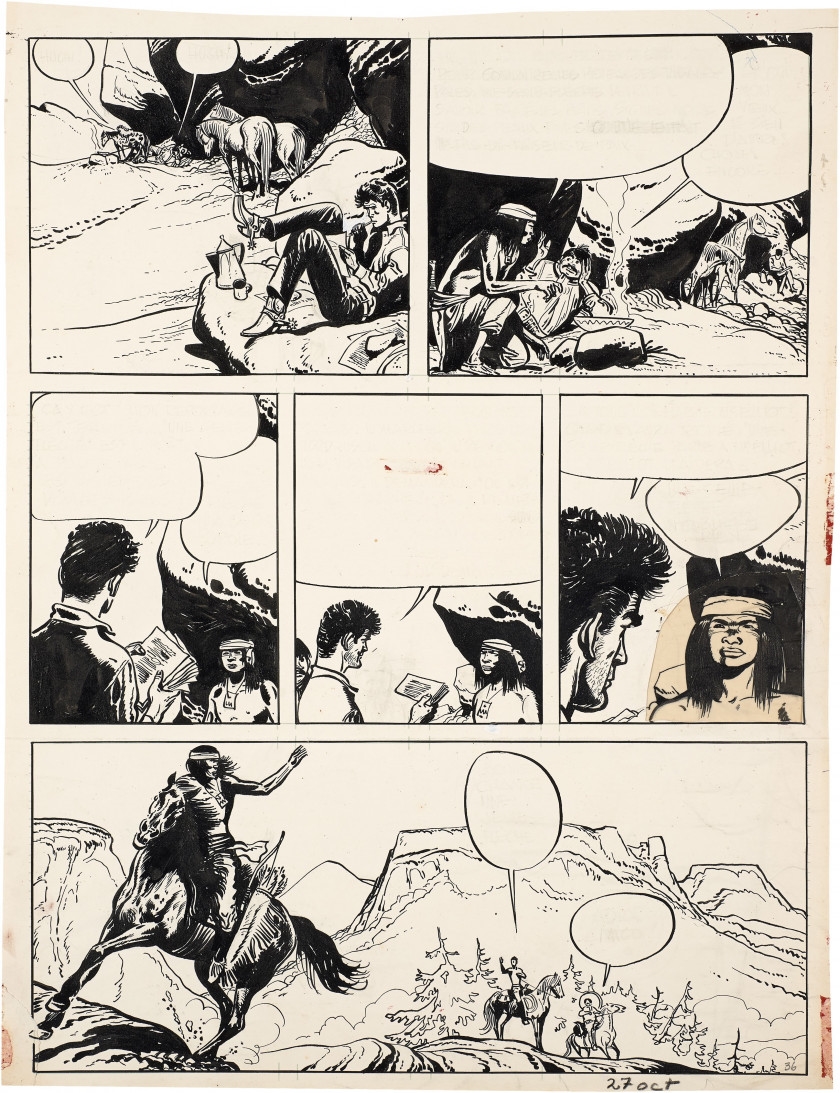 Artwork by Jijé, Jerry Spring - Tome 36, Made of India ink, pencil, collage and tracing paper