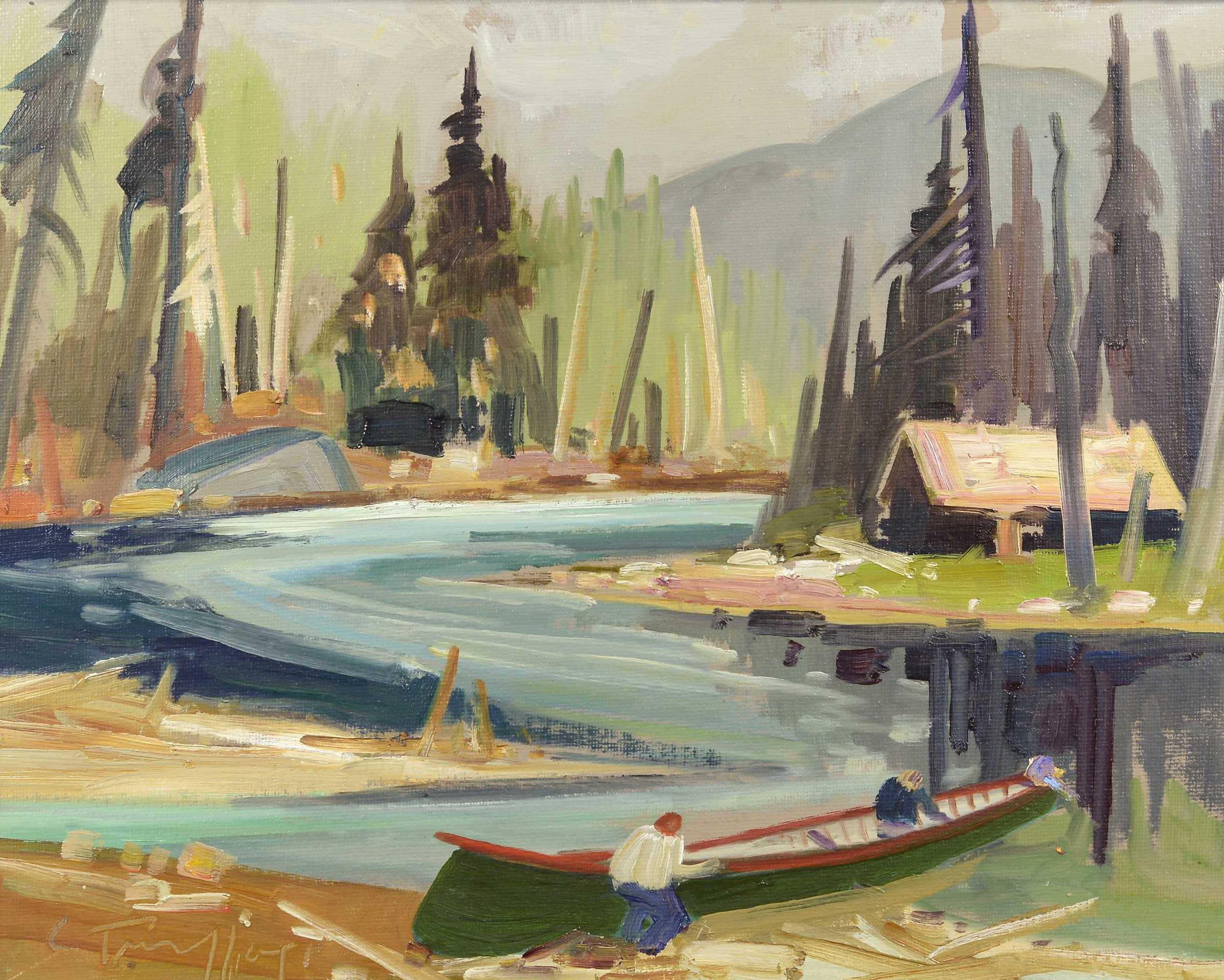 Artwork by Louis Tremblay, En canot, Made of Oil on panel