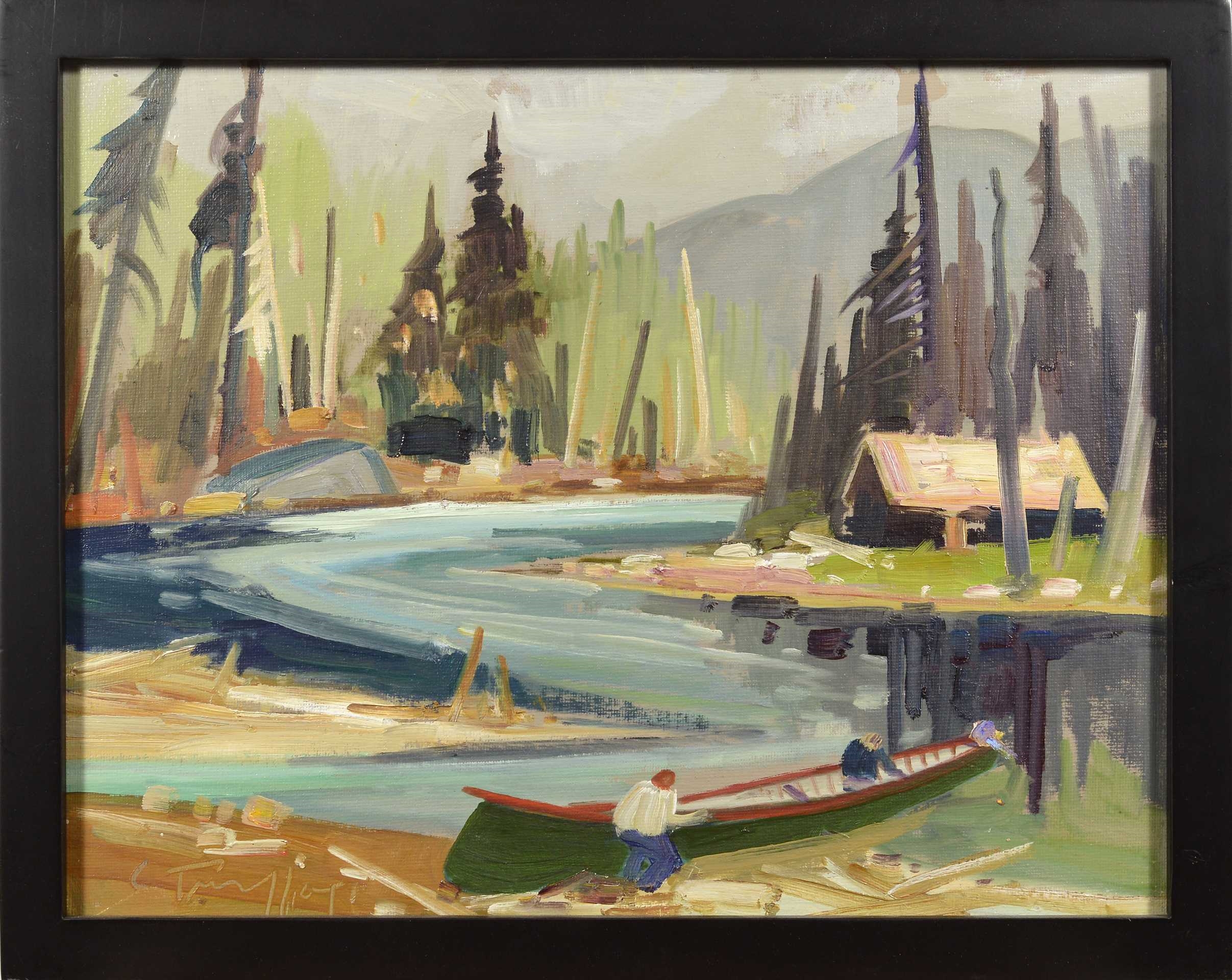 Artwork by Louis Tremblay, En canot, Made of Oil on panel