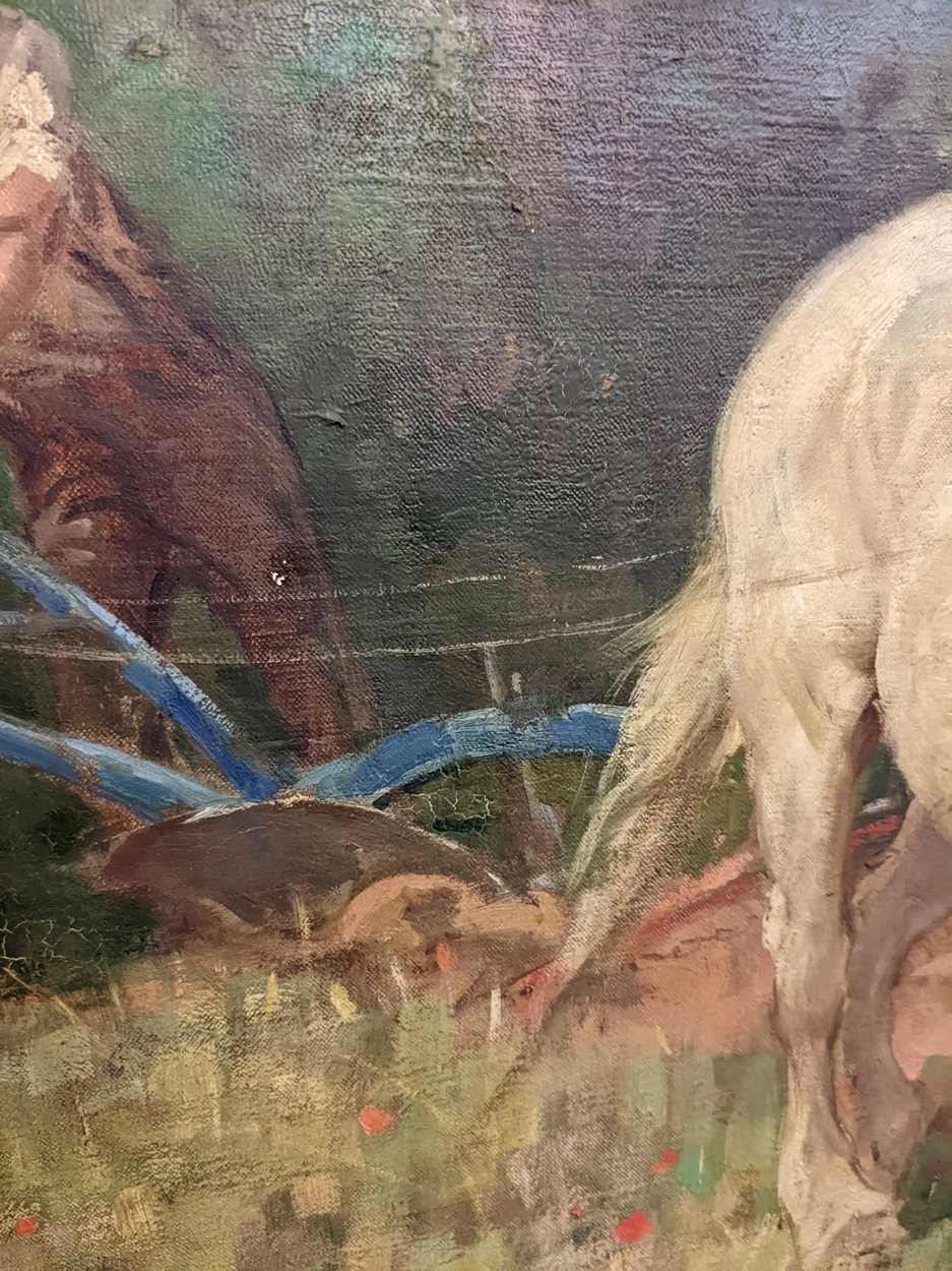 Artwork by Arthur Lemon, Horses ploughing, Made of oil on canvas