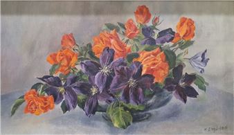 Still life of clematis and roses - M. England