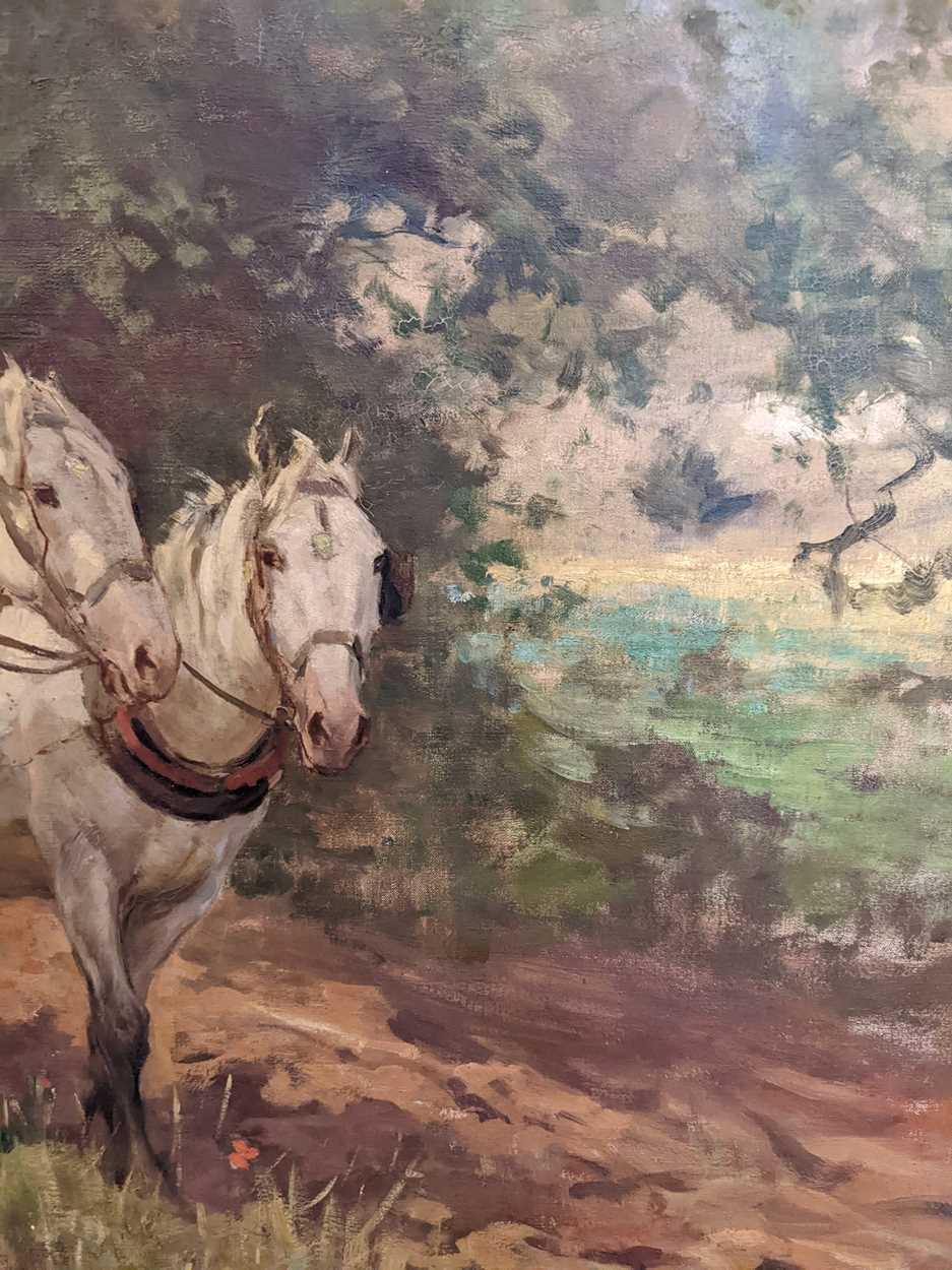 Artwork by Arthur Lemon, Horses ploughing, Made of oil on canvas