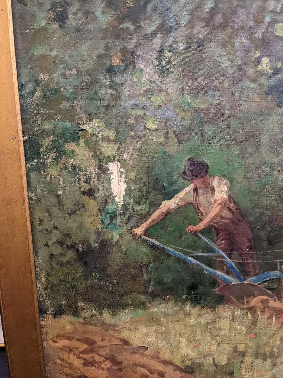 Artwork by Arthur Lemon, Horses ploughing, Made of oil on canvas