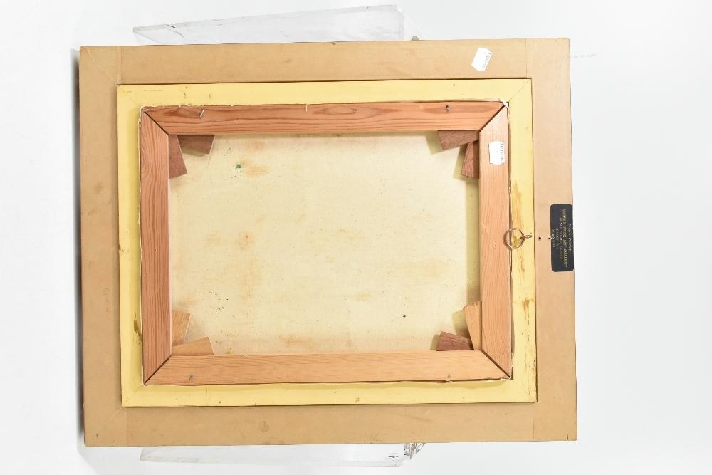 Artwork by Giordano, Figures walking on Continental street scene beside river, Made of oil on canvas