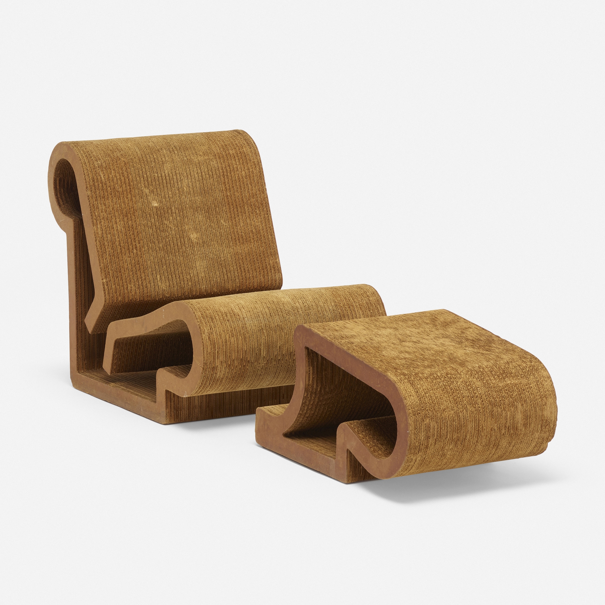 Frank Gehry | Easy Edges chairs and ottomans, pair (1972) | MutualArt