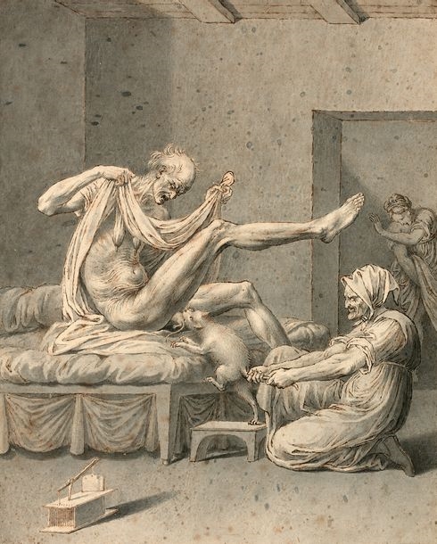 Artwork by German School, 18th Century, Subject taken from the tales of Modoni, Made of Pen and black ink, grey wash