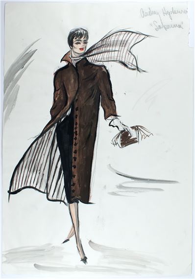 Edith Head | Original costume design for a coat worn by Audrey Hepburn in  Sabrina. (1954)